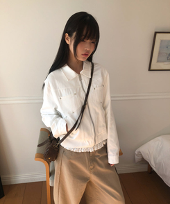 スタッズコットンジャケット WHITE
