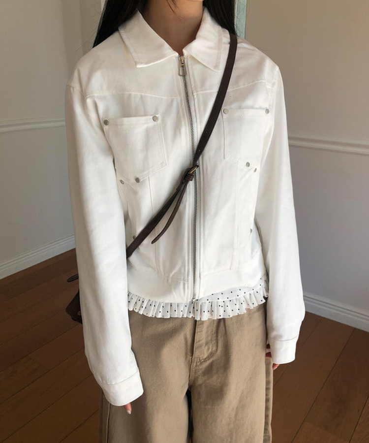スタッズコットンジャケット WHITE