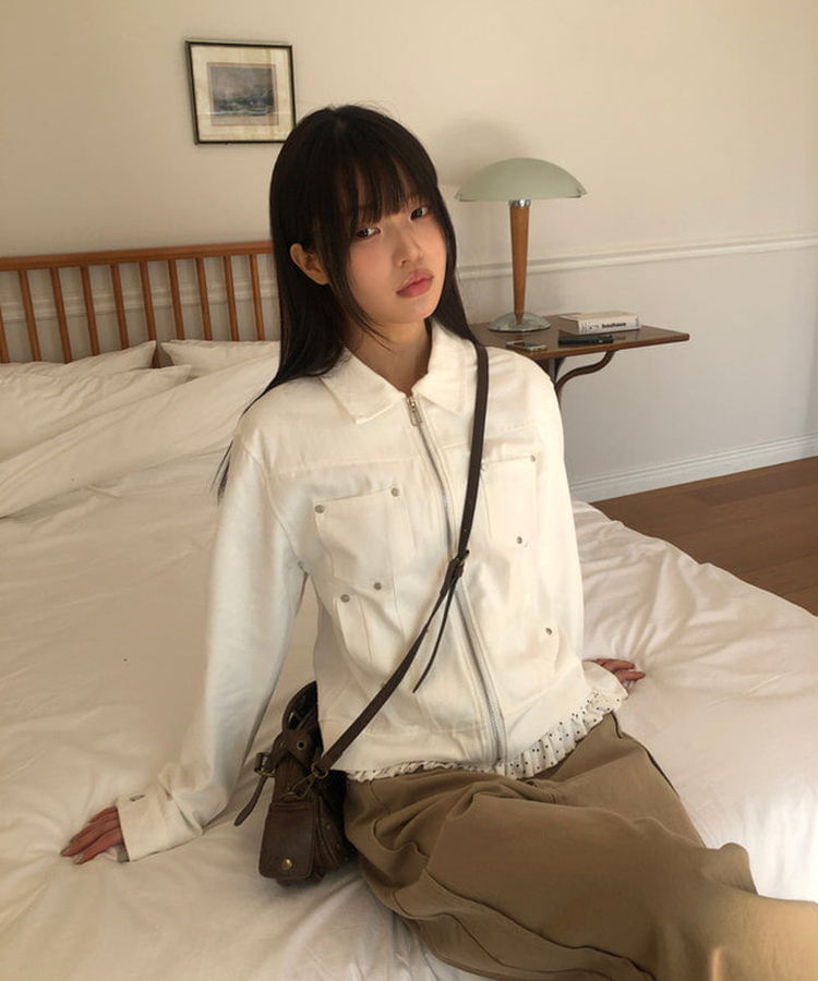 スタッズコットンジャケット WHITE