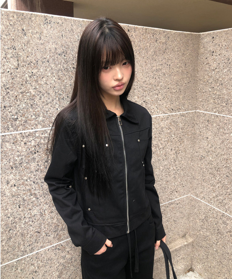 スタッズコットンジャケット BLACK