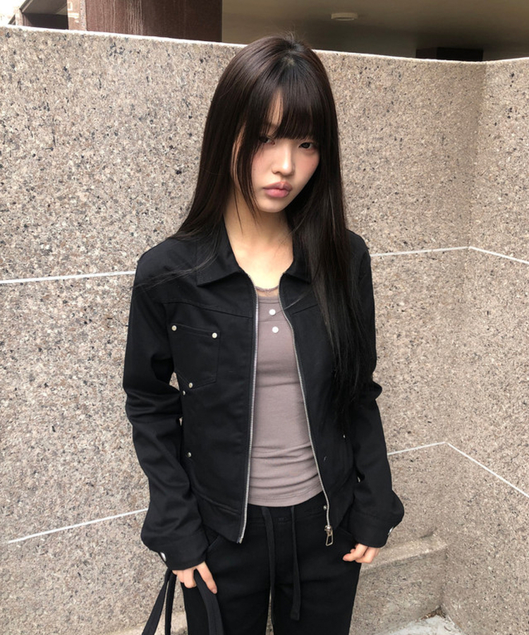 スタッズコットンジャケット BLACK