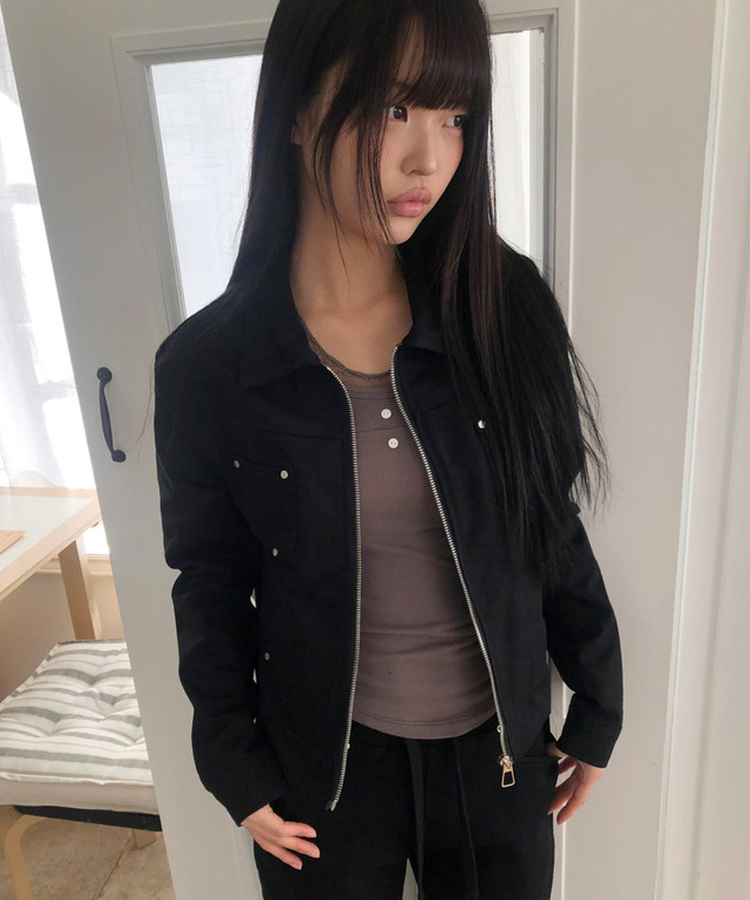 スタッズコットンジャケット BLACK
