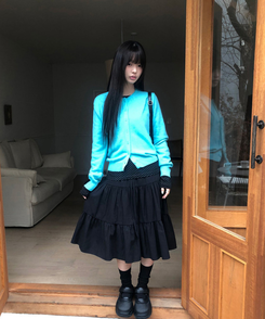 ラウンドウールニットカーディガン(5color) NEON BLUE