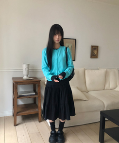 ラウンドウールニットカーディガン(5color) NEON BLUE