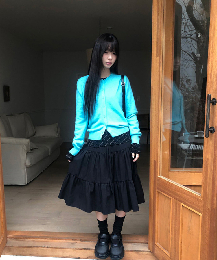 ラウンドウールニットカーディガン(5color) NEON BLUE