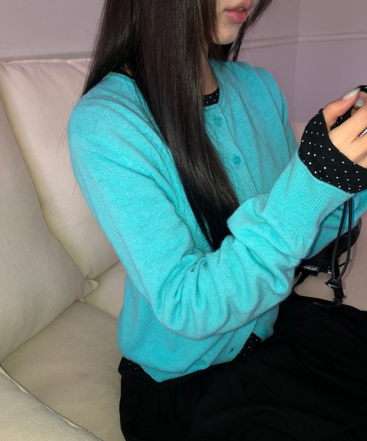 ラウンドウールニットカーディガン(5color) NEON BLUE