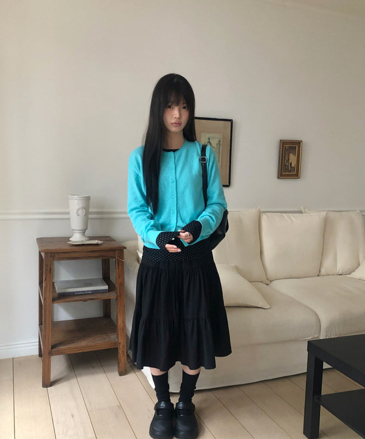 ラウンドウールニットカーディガン(5color) NEON BLUE