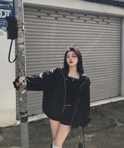 ハイネックレザージャケット BLACK