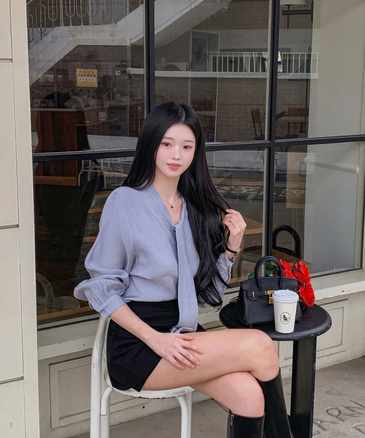 スカーフシャツブラウス SKYBLUE