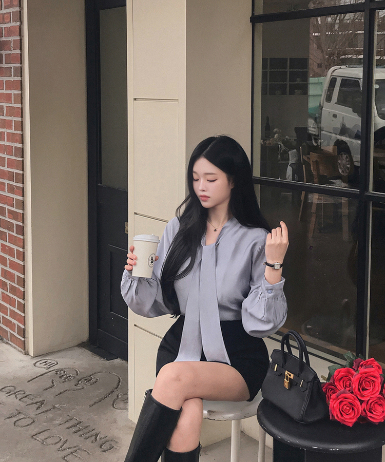 スカーフシャツブラウス SKYBLUE