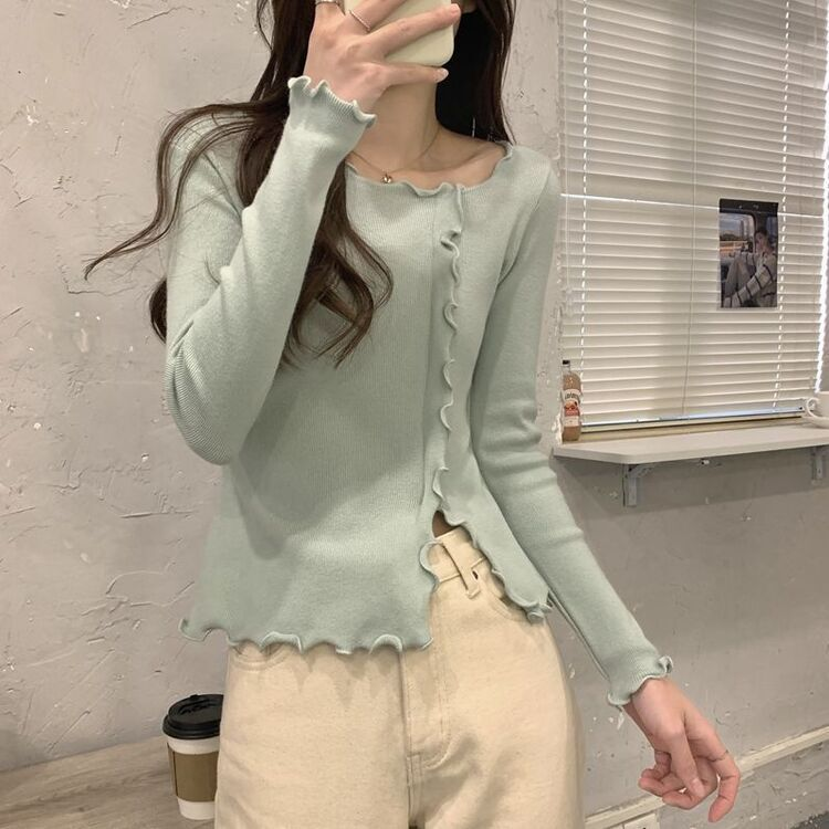 波模様リブTシャツ MINT