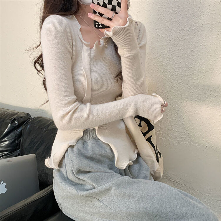 波模様リブTシャツ WHITE