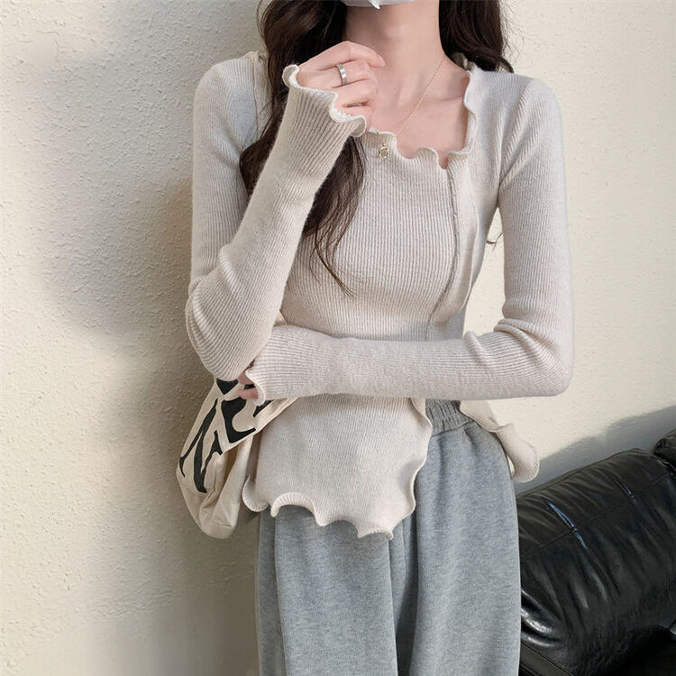 波模様リブTシャツ WHITE