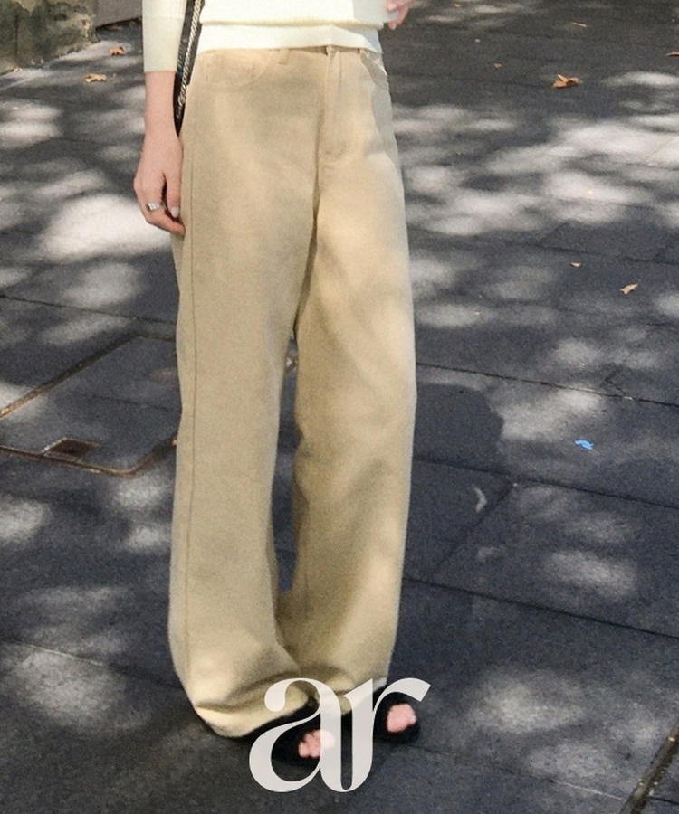 （S-2XL／ショート＆ベーシック＆ロング／3丈／6 Colors♥）ストレート カラー コットンパンツ BEIGE