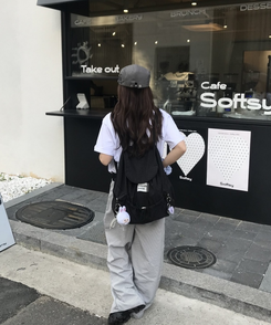 대용량 빈티지 체크 백팩 블랙