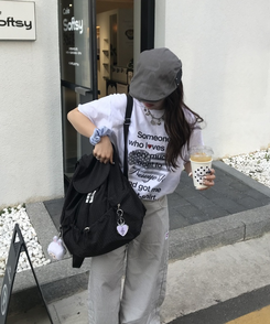 대용량 빈티지 체크 백팩 블랙