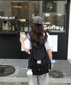 대용량 빈티지 체크 백팩 블랙