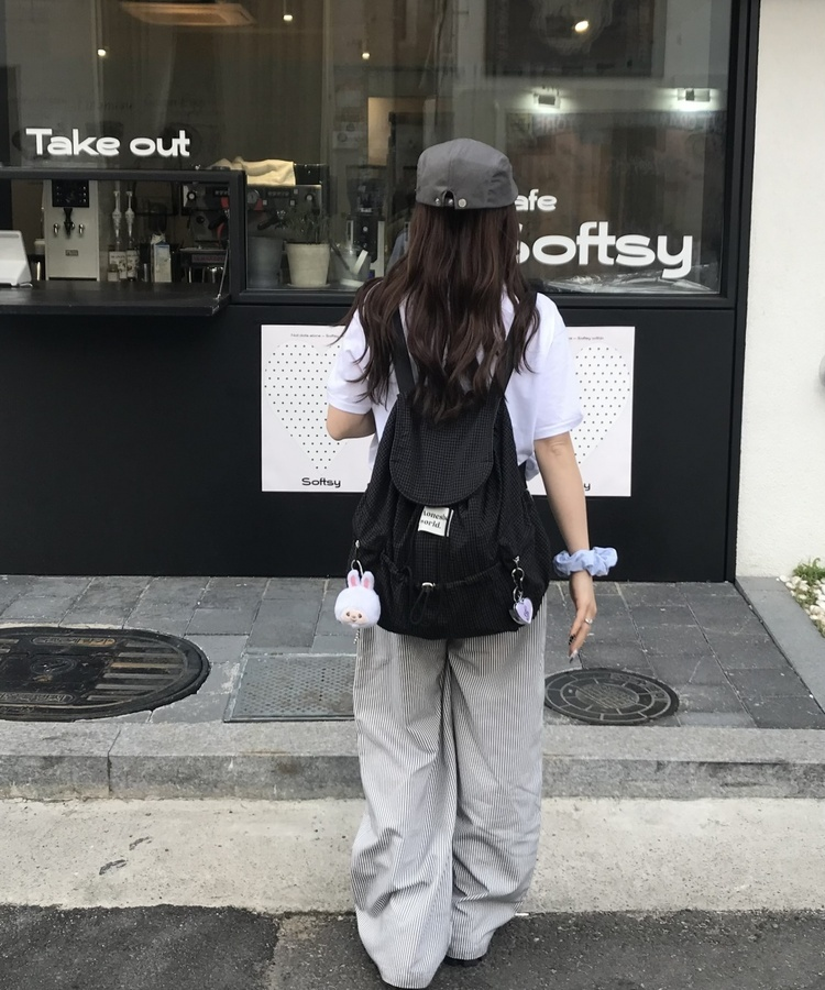 大容量ヴィンテージチェックバックパック BLACK