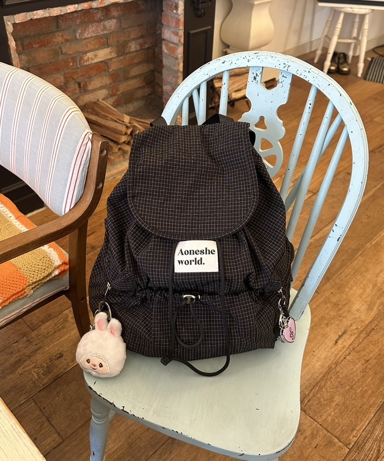 大容量ヴィンテージチェックバックパック BLACK