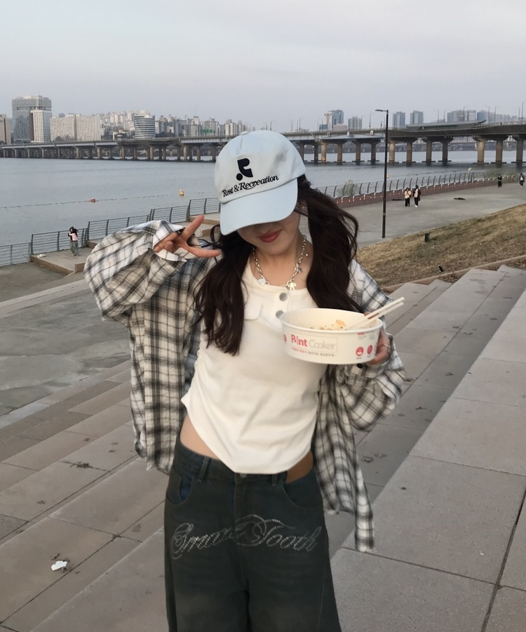 リブヘンリーネッククロップドトップス WHITE