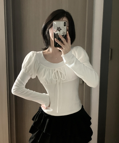 【SET】リボンレイヤード半袖ニットTシャツ IVORY