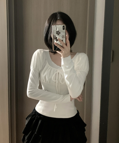 【SET】リボンレイヤード半袖ニットTシャツ IVORY