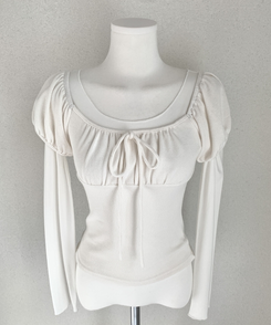 【SET】リボンレイヤード半袖ニットTシャツ