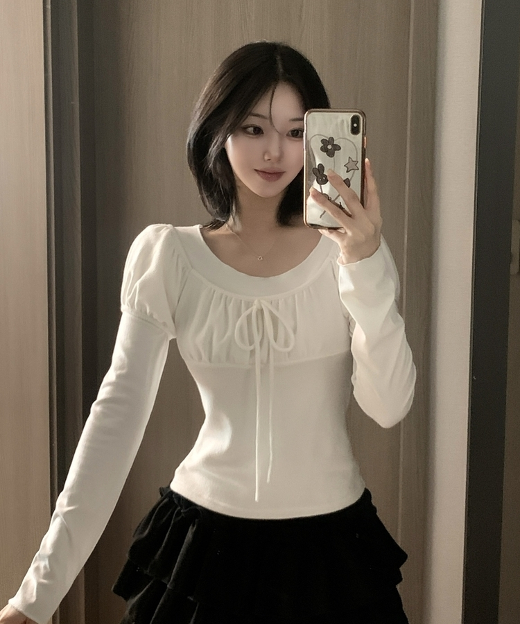 【SET】リボンレイヤード半袖ニットTシャツ IVORY