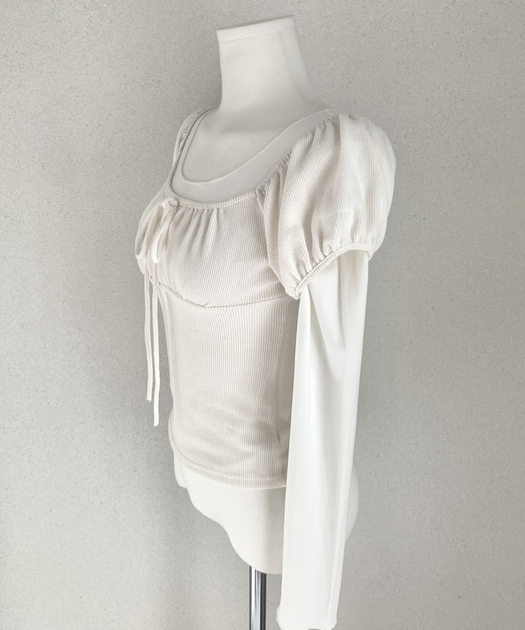 【SET】リボンレイヤード半袖ニットTシャツ