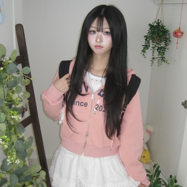 교복위에 툭 세미크롭 빈티지 레터링 러블리 후드집업 교복 아우터 봄 가을 학생 꾸안꾸 캐주얼 개강 개학 핑크