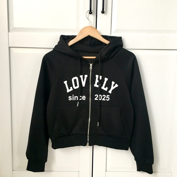 교복위에 툭 세미크롭 빈티지 레터링 러블리 후드집업 교복 아우터 봄 가을 학생 꾸안꾸 캐주얼 개강 개학