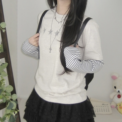 アメカジストライプ長袖Tシャツ OATMEAL