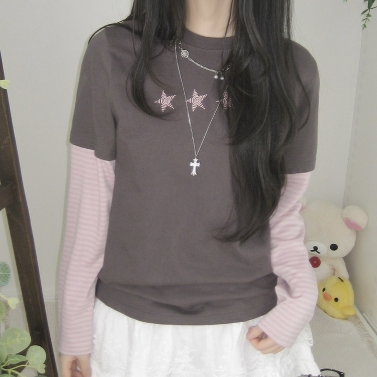 오버핏 빈티지 아메카지 스트라이프 긴팔 티셔츠 개강 데일리 꾸안꾸 먹색