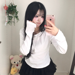 スタッズポイント長袖Tシャツ WHITE