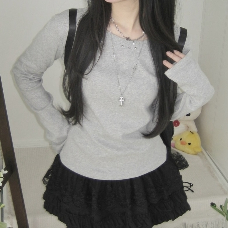 スタッズポイント長袖Tシャツ MELANGE