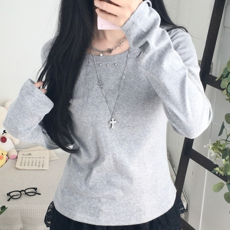 スタッズポイント長袖Tシャツ MELANGE