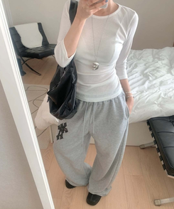 十字パッチピンタックワイドパンツ(6color) MELANGE