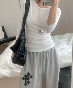 7分丈サイドシアリングTシャツ(10color) IVORY