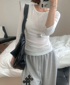 7分丈サイドシアリングTシャツ(10color) IVORY