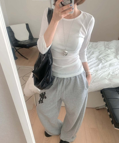 7分丈サイドシアリングTシャツ(10color) IVORY