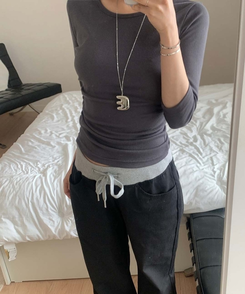 7分丈サイドシアリングTシャツ(10color) CHARCOAL