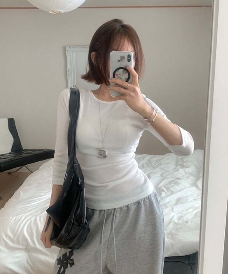 7分丈サイドシアリングTシャツ(10color) IVORY