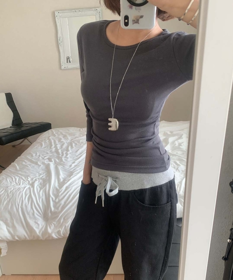 7分丈サイドシアリングTシャツ(10color) CHARCOAL