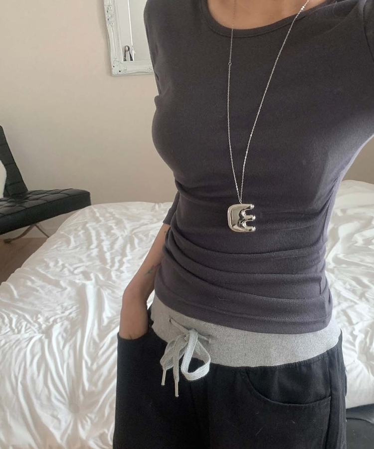 7分丈サイドシアリングTシャツ(10color) CHARCOAL