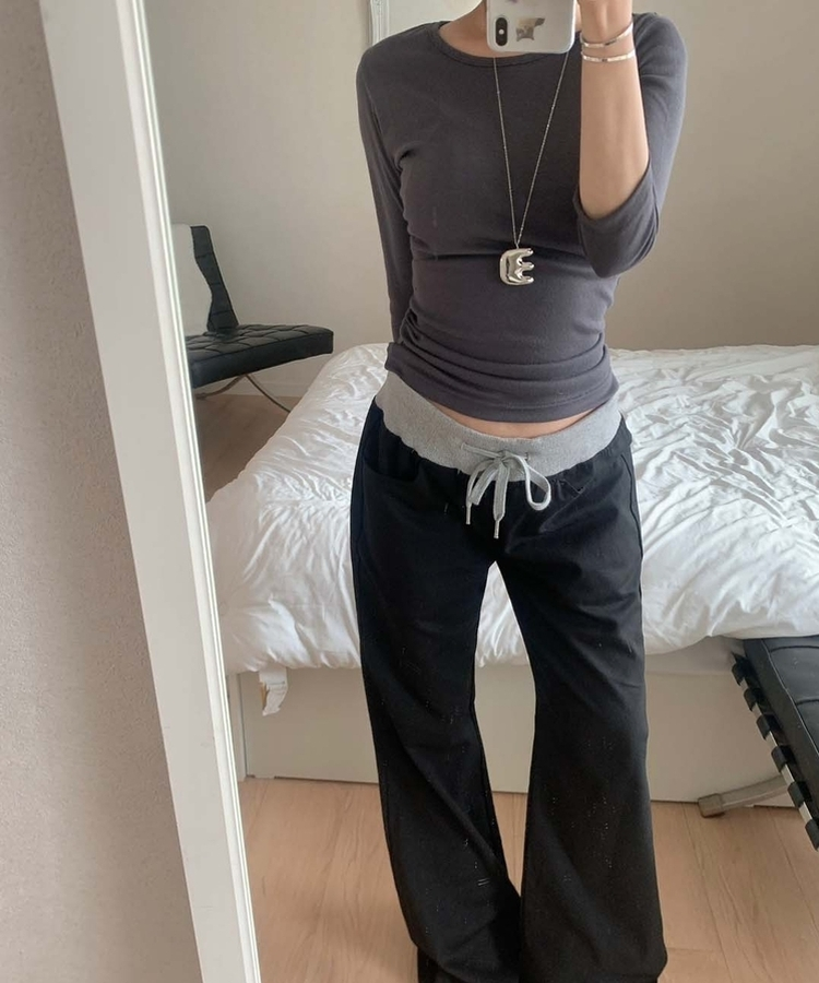 7分丈サイドシアリングTシャツ(10color) CHARCOAL