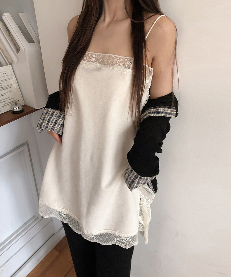 レースキャミソールミニワンピース IVORY