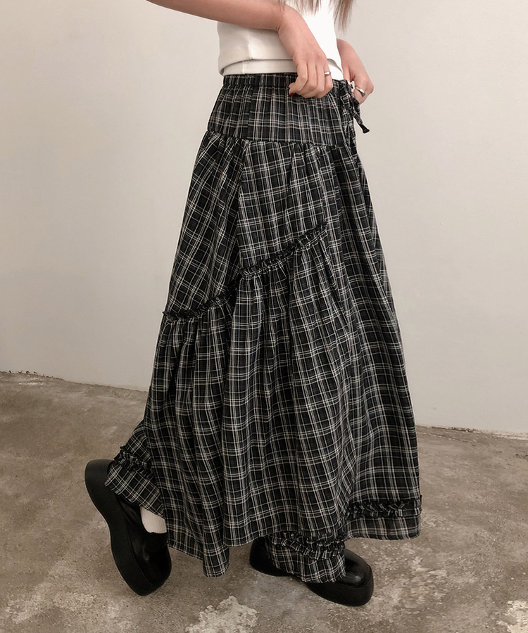 PUTUMAYO しっぽ付きチェックフリルスカート 希少 美品 PUTUMAYO