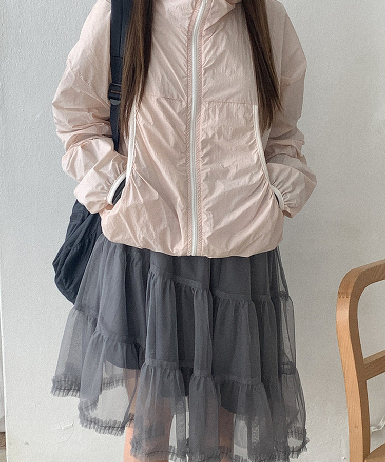 ティアードチュールミディスカート GREY