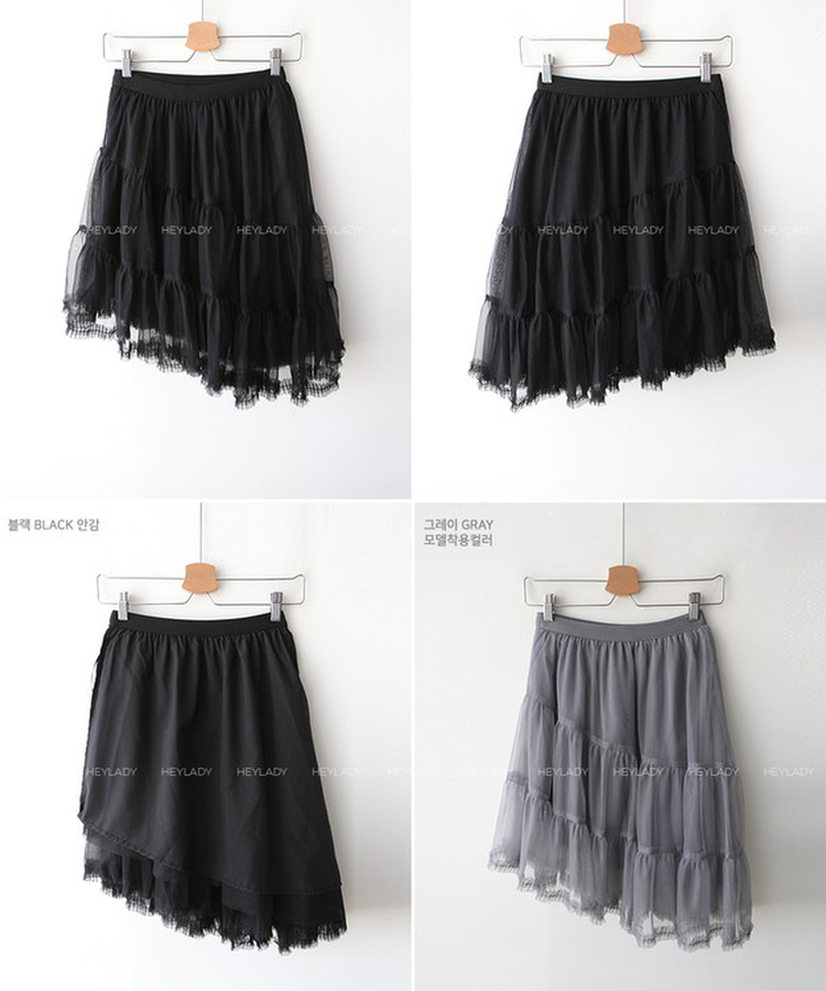 ティアードチュールミディスカート