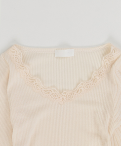 【マフラー付き】レーススリムTシャツ